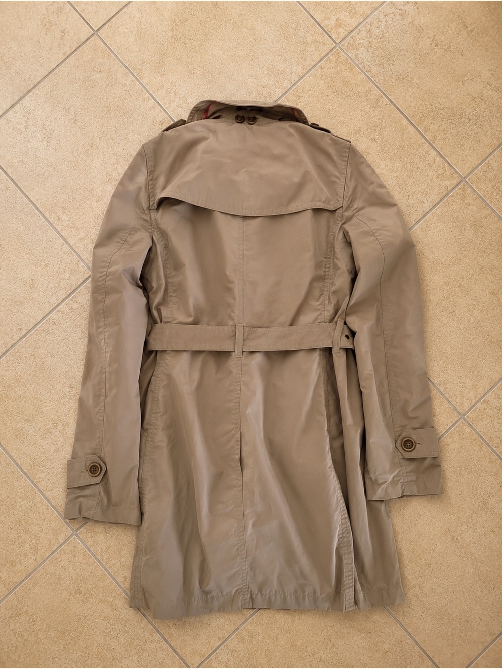 Burberry Brit Double Breasted Khaki Trench Coat Size 12 - Picture 8 of 8